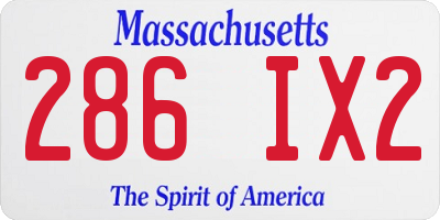 MA license plate 286IX2