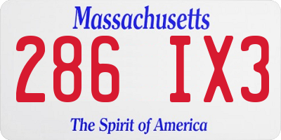 MA license plate 286IX3