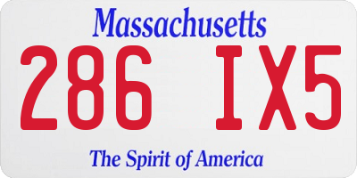 MA license plate 286IX5