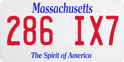 MA license plate 286IX7