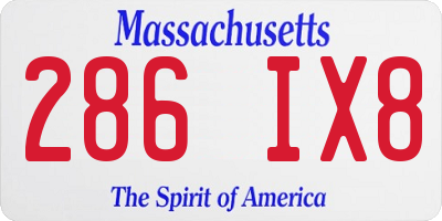 MA license plate 286IX8