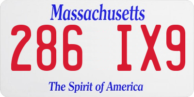 MA license plate 286IX9