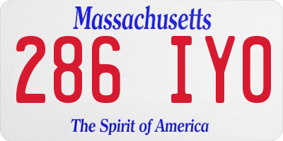 MA license plate 286IY0