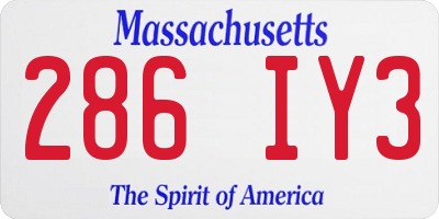 MA license plate 286IY3
