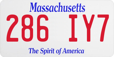 MA license plate 286IY7