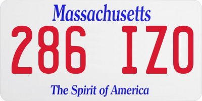MA license plate 286IZ0