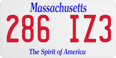 MA license plate 286IZ3