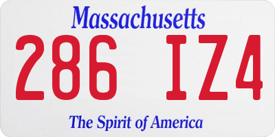 MA license plate 286IZ4