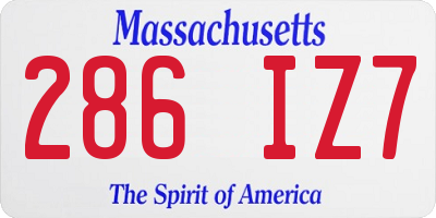 MA license plate 286IZ7