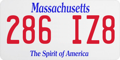 MA license plate 286IZ8