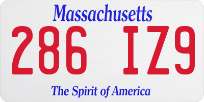 MA license plate 286IZ9