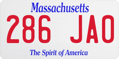 MA license plate 286JA0