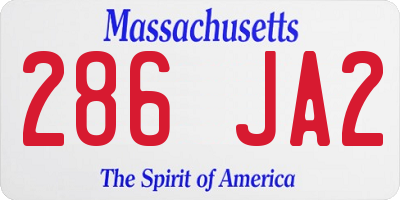 MA license plate 286JA2