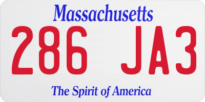 MA license plate 286JA3