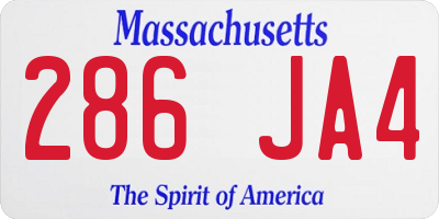 MA license plate 286JA4