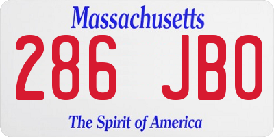 MA license plate 286JB0
