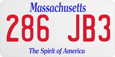 MA license plate 286JB3