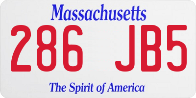 MA license plate 286JB5