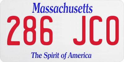 MA license plate 286JC0
