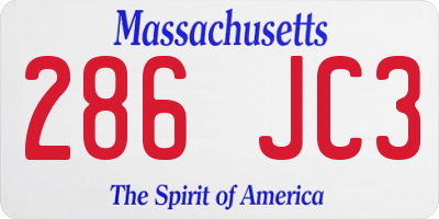 MA license plate 286JC3