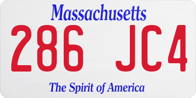 MA license plate 286JC4