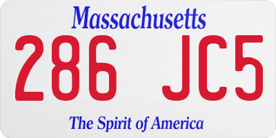 MA license plate 286JC5