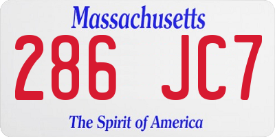 MA license plate 286JC7