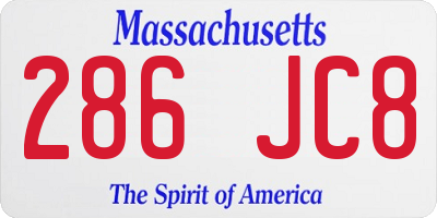 MA license plate 286JC8