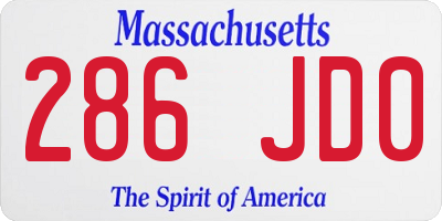 MA license plate 286JD0