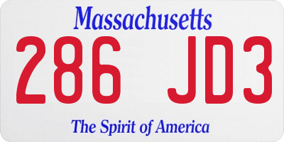 MA license plate 286JD3