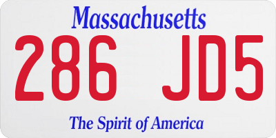 MA license plate 286JD5
