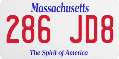 MA license plate 286JD8