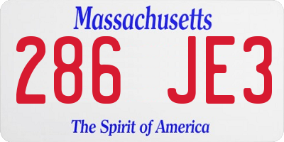 MA license plate 286JE3