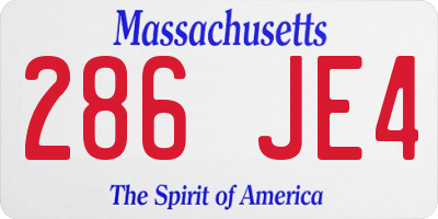 MA license plate 286JE4