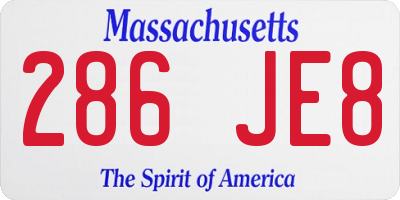 MA license plate 286JE8