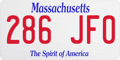 MA license plate 286JF0