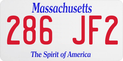 MA license plate 286JF2