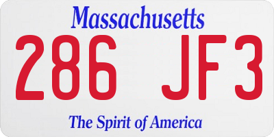 MA license plate 286JF3