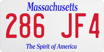 MA license plate 286JF4