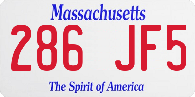 MA license plate 286JF5