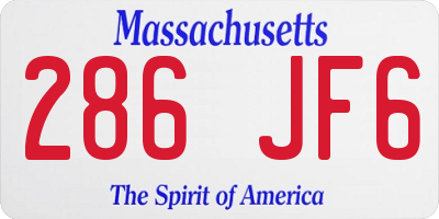 MA license plate 286JF6