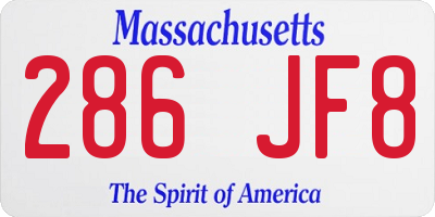 MA license plate 286JF8