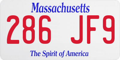 MA license plate 286JF9