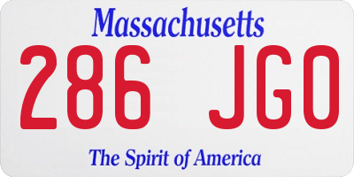 MA license plate 286JG0