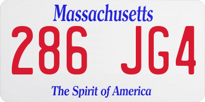MA license plate 286JG4