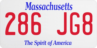 MA license plate 286JG8