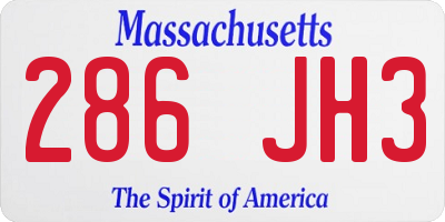 MA license plate 286JH3