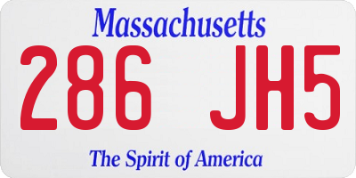 MA license plate 286JH5