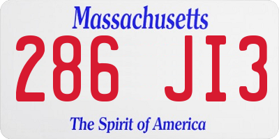 MA license plate 286JI3