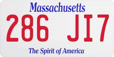MA license plate 286JI7